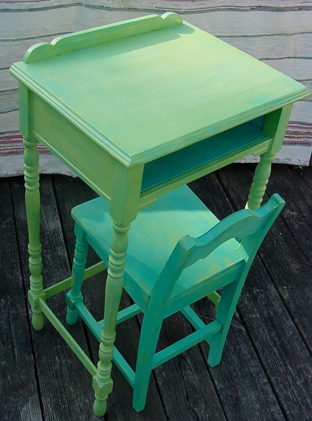 Upcycled vintage 1940's Telephone Table and Chair painted